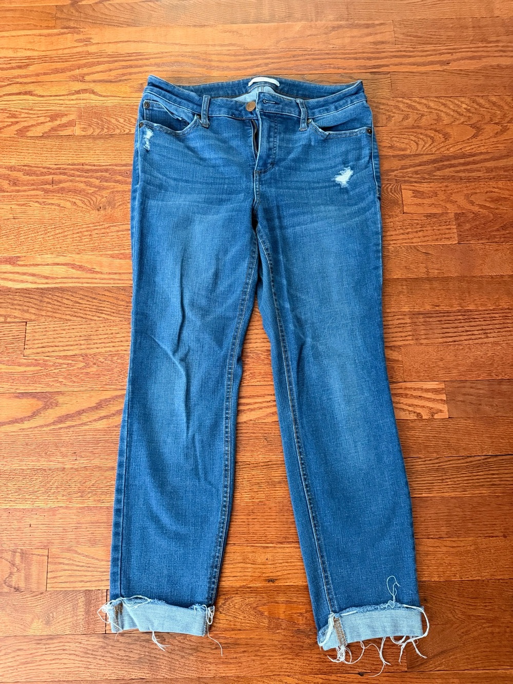 Lauren Conrad Blue Boyfriend Jeans with Rolled Cuffs - Skinny